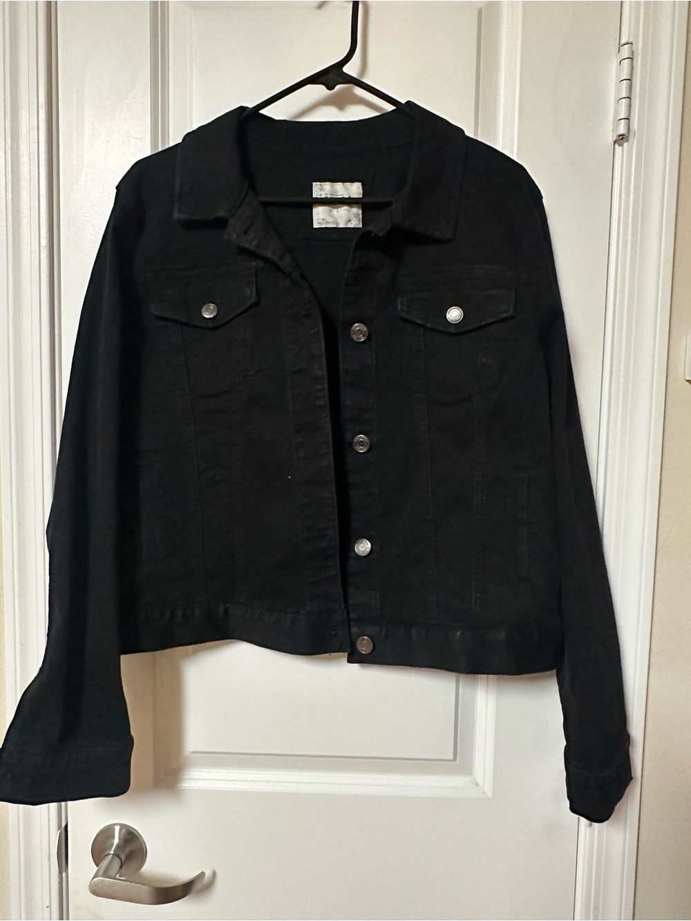 Mudd Black Women's Denim Jacket with Button Front